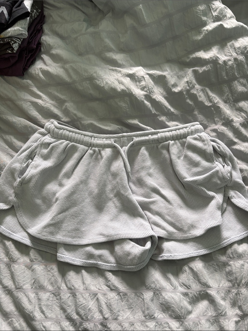 Women’s White Waffle-Knit Lounge Shorts